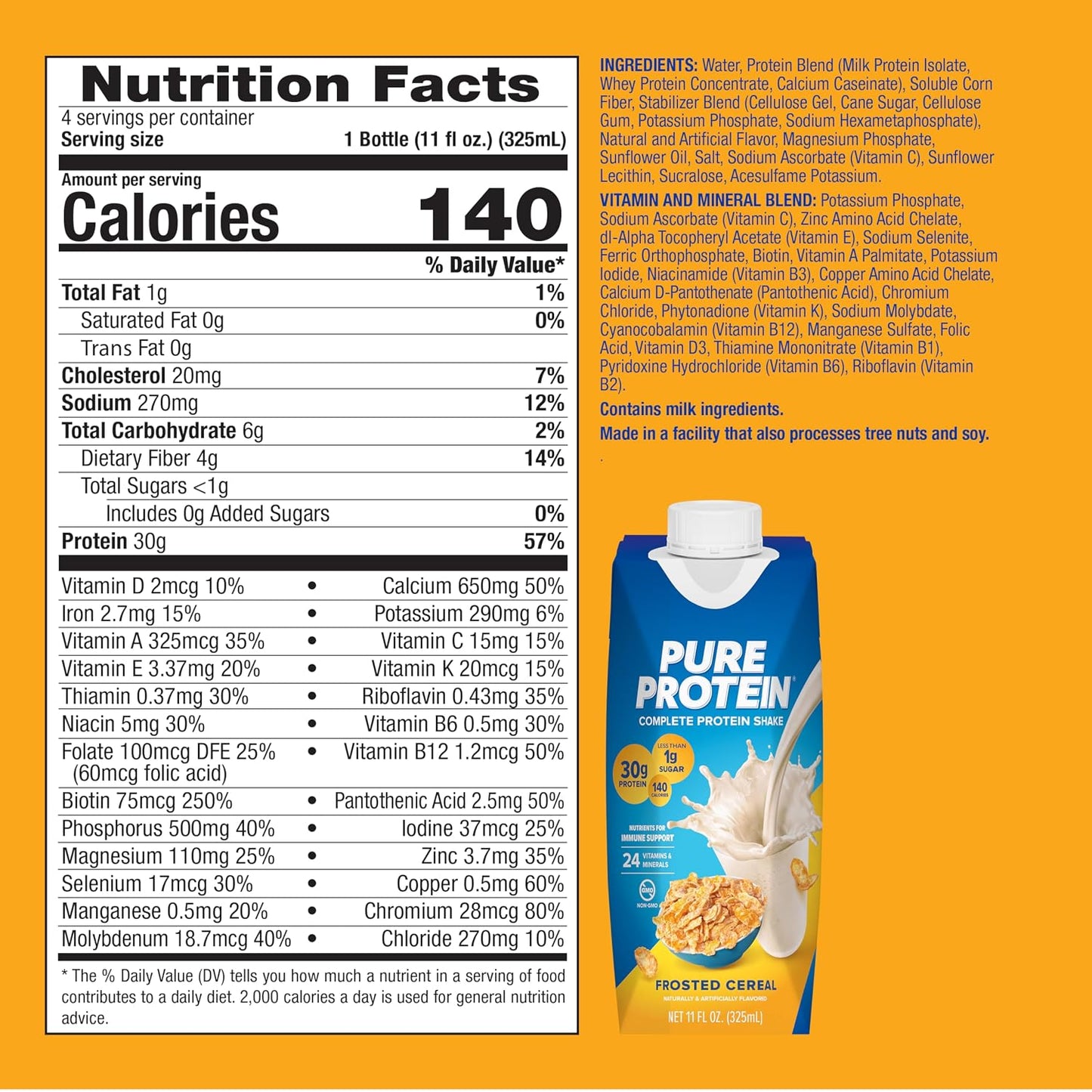 Pure Protein Chocolate Protein Shake, 30g Complete Protein, Ready to Drink and Keto-Friendly, Vitamins A, C, D, and E plus Zinc to Support Immune Health, 11oz Bottles, 12 Pack | Ready to Drink and Keto-Friendly, Vitamins A, C, D, and E plus Zinc to Suppor