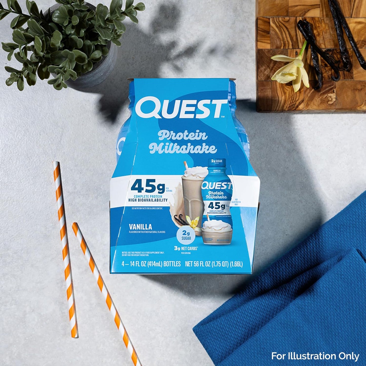 Quest Nutrition Chocolate Protein Shake, 45g Protein, 2g Sugar, 4g Net Carbs, Ready to Drink, Gluten Free, 12 Count | 45g Complete Protein, Ready to Drink, 4g Net Carbs, Gluten Free, Ultrafiltered Nonfat Milk, High Protein, 14 Fl Oz Bottles