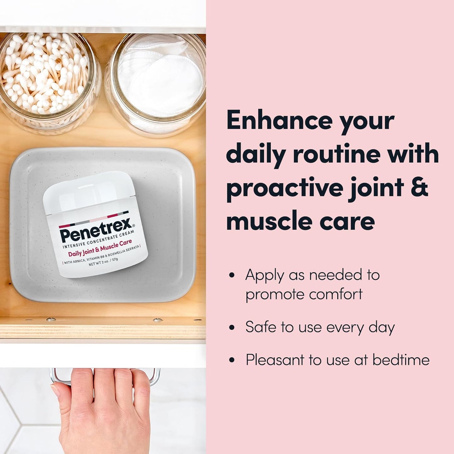 Penetrex Daily Joint & Muscle Care Cream – Soothing Botanical Formula with Arnica, Vitamin B6 & MSM – Lightweight Fast-Absorbing Cream for Everyday Movement - Non-Greasy - Light Scent- 2 oz
